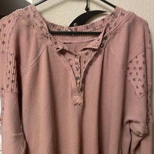 Free People Thermal Henley Style Oversized Fit